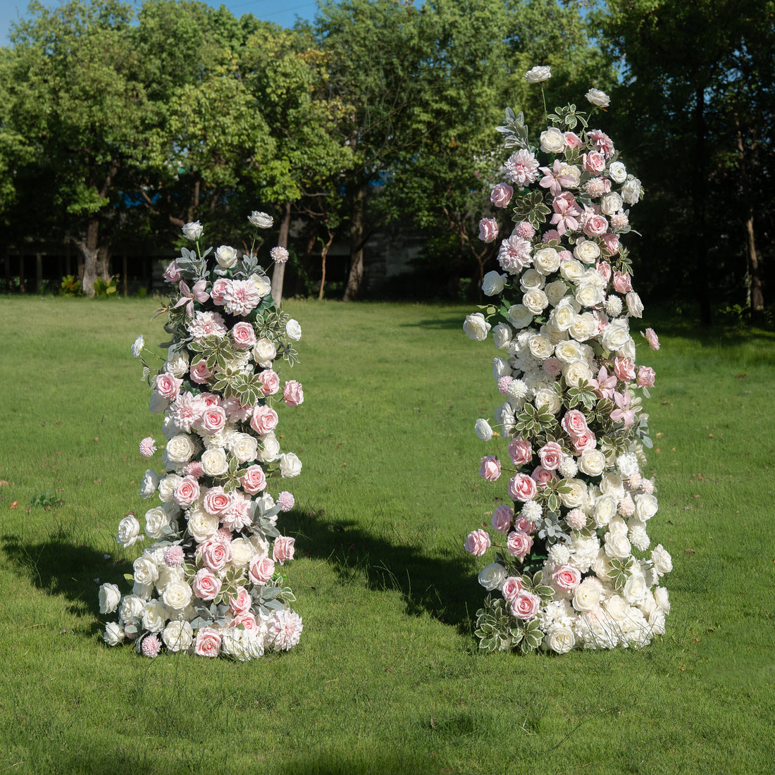 Birch 3D Pink Artificial Flower Pillar Wedding Backdrop Arch KT Board Decor Floral Arrangement