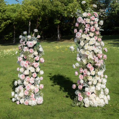 Birch Pink 3D Floral Pillar Wedding Arch, right view