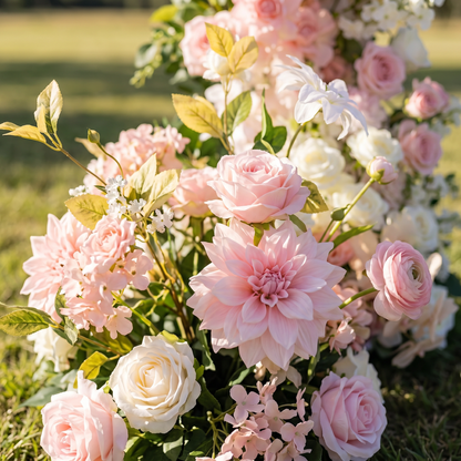 Bloom 3D Pink Artificial Flower Pillar Wedding Backdrop Arch KT Board Decor Floral Arrangement