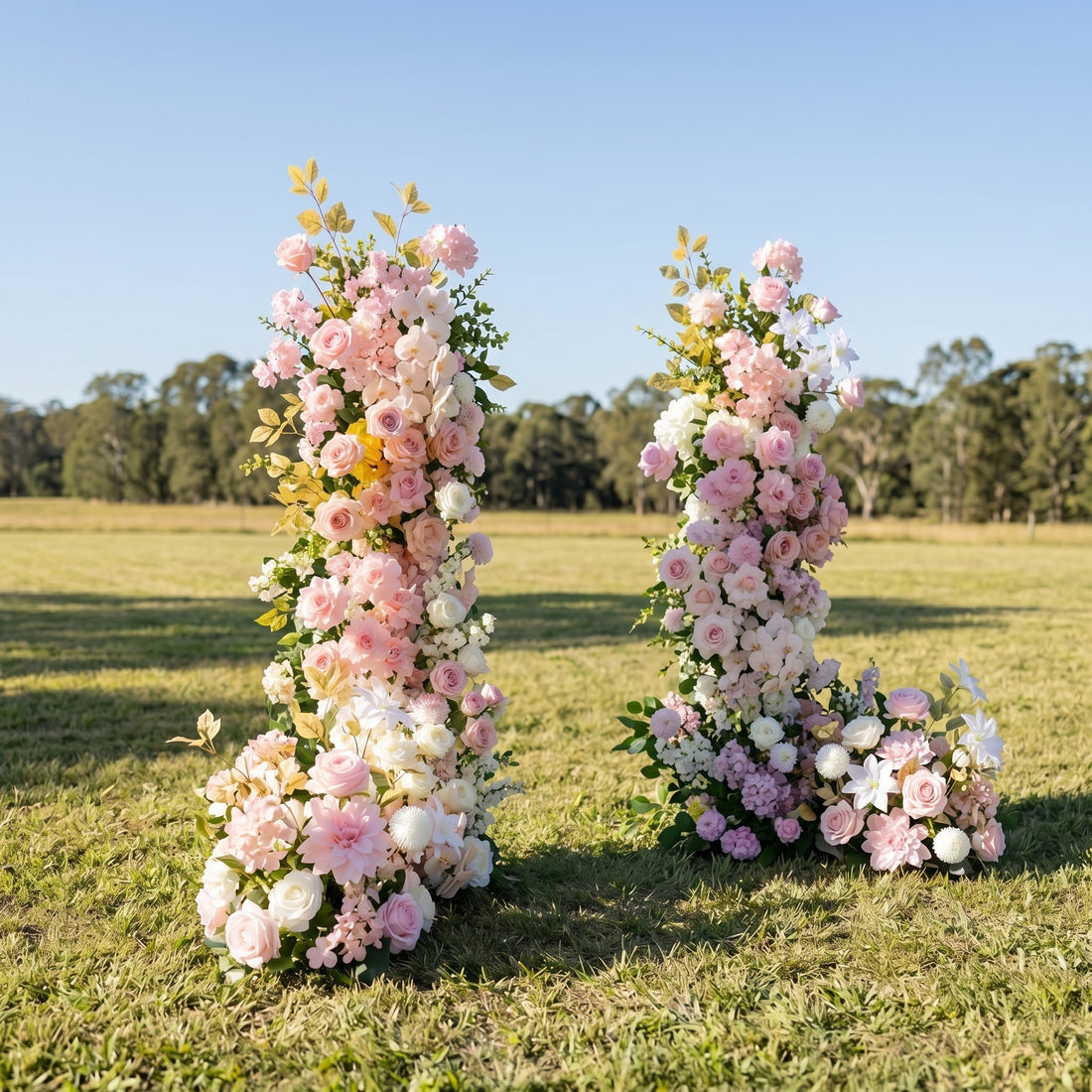 Bloom 3D Pink Artificial Flower Pillar Wedding Backdrop Arch KT Board Decor Floral Arrangement