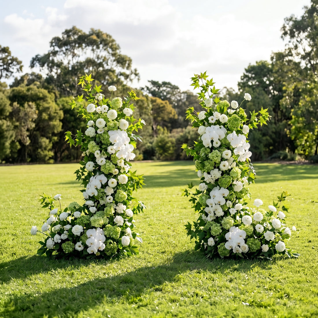 Brook 3D Green Artificial Flower Pillar Wedding Backdrop Arch KT Board Decor Floral Arrangement