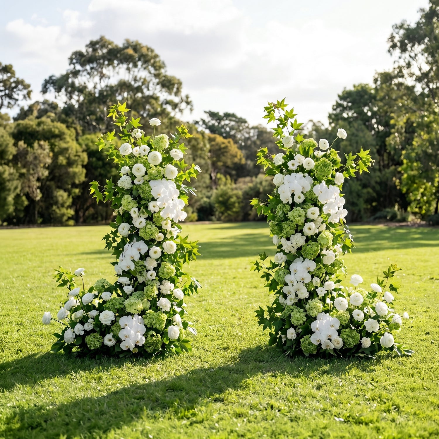Brook 3D Green Artificial Flower Pillar Wedding Backdrop Arch KT Board Decor Floral Arrangement