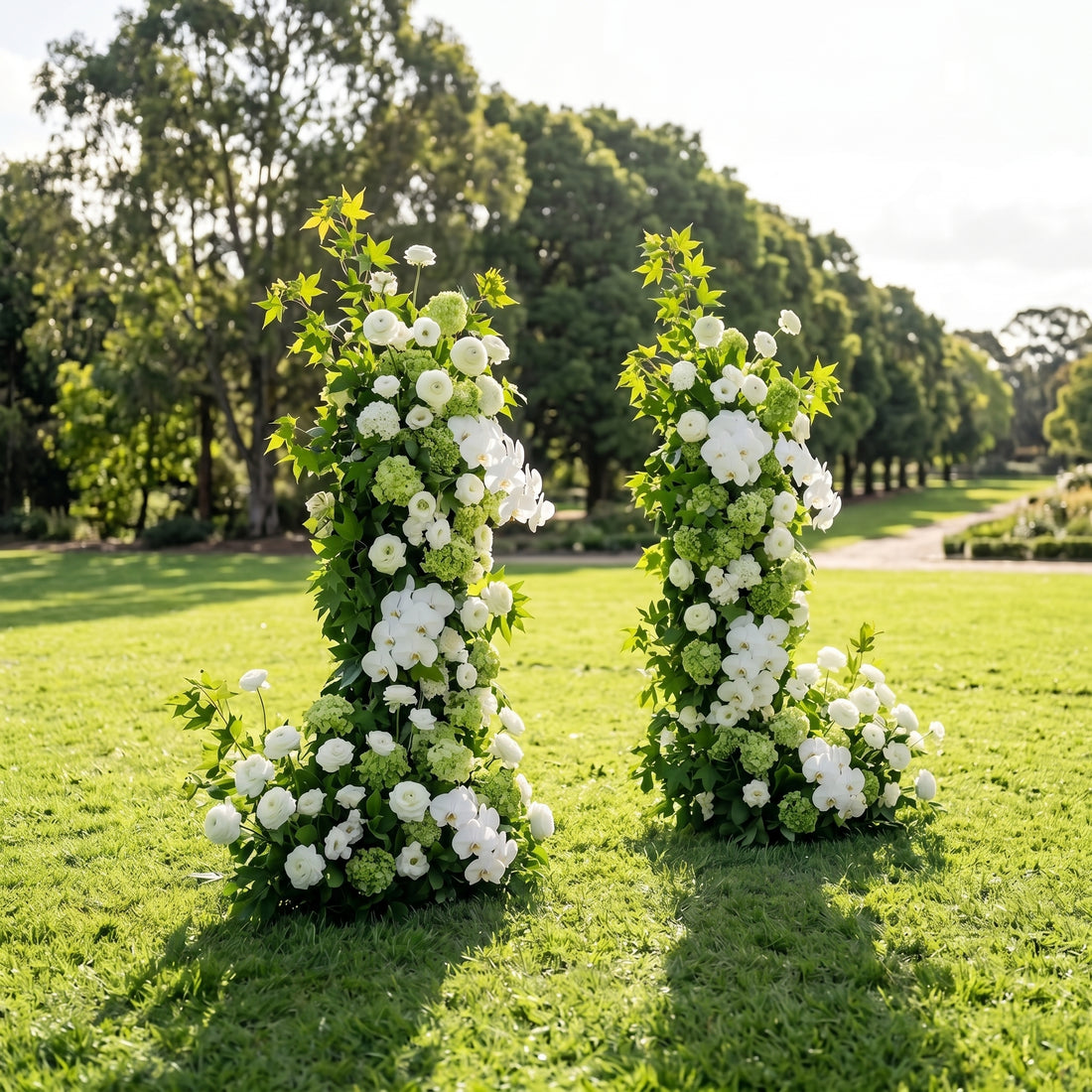Brook 3D Green Artificial Flower Pillar Wedding Backdrop Arch KT Board Decor Floral Arrangement