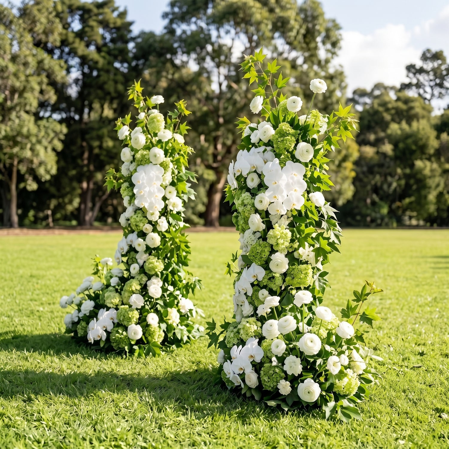 Brook 3D Green Artificial Flower Pillar Wedding Backdrop Arch KT Board Decor Floral Arrangement