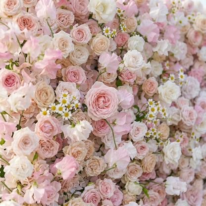 Calinia 4D Fabric Artificial Zip Up Curtain Pink Flower Wall For Wedding and Events Decoration