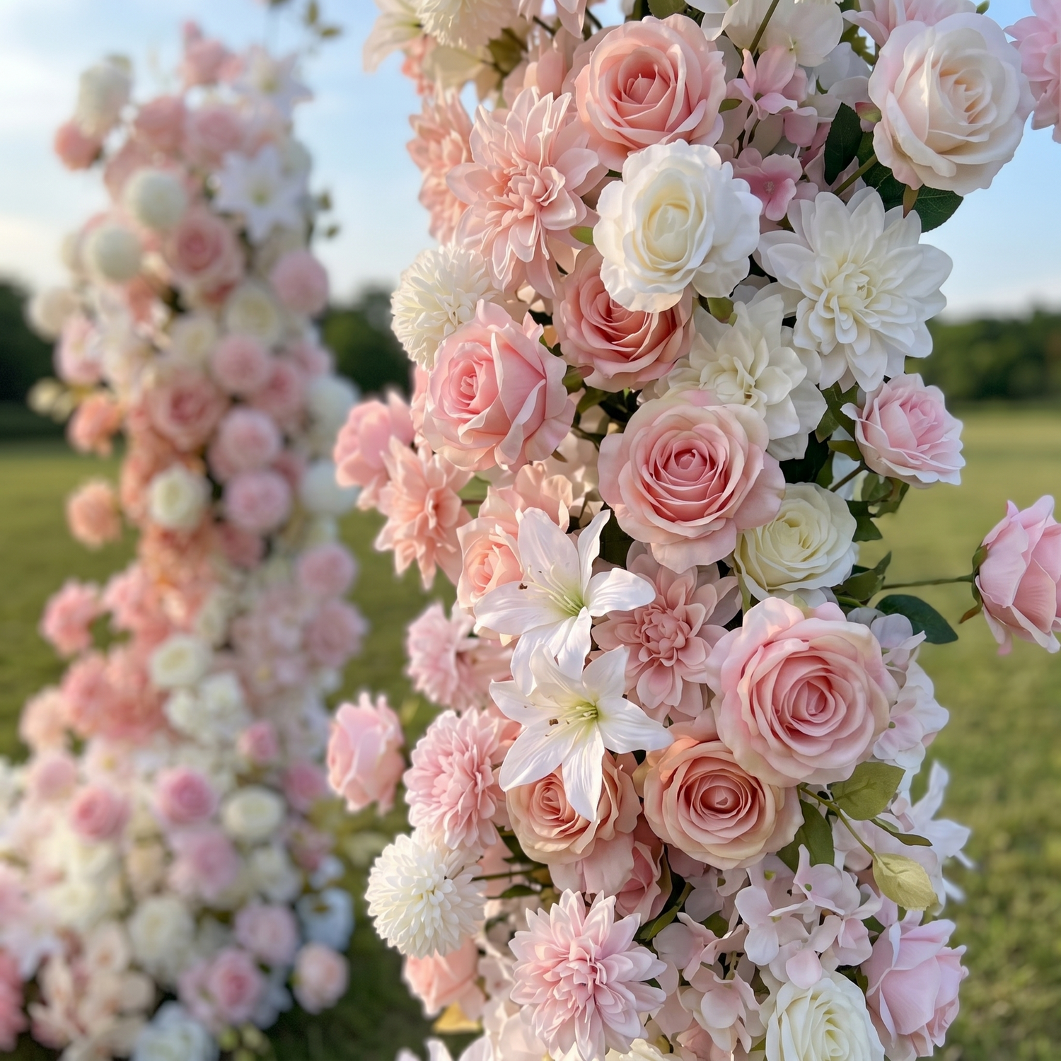 Calla 3D Pink Artificial Flower Pillar Wedding Backdrop Arch KT Board Decor Floral Arrangement