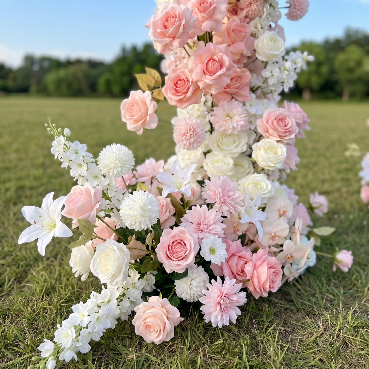 Calla 3D Pink Artificial Flower Pillar Wedding Backdrop Arch KT Board Decor Floral Arrangement