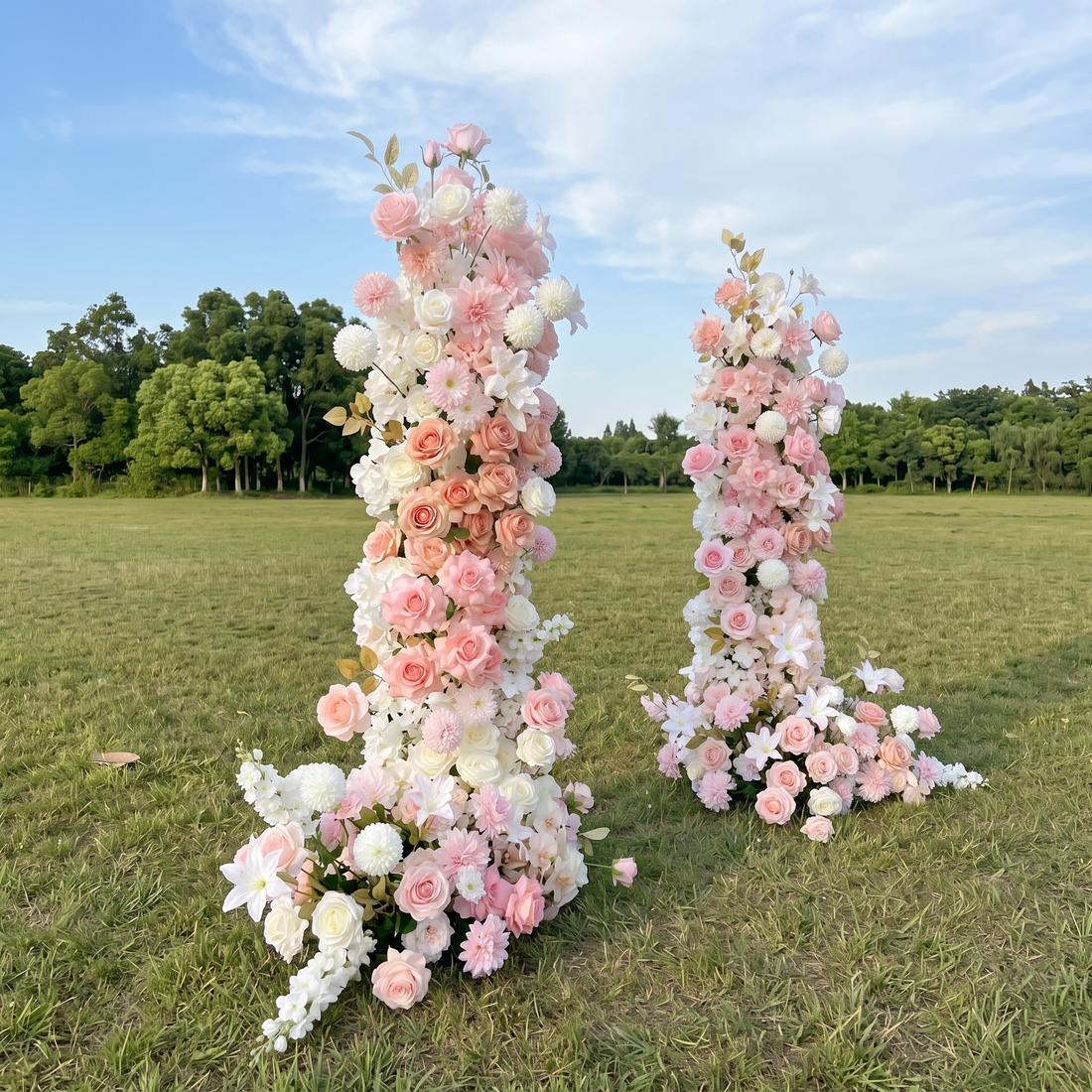 Calla 3D Pink Artificial Flower Pillar Wedding Backdrop Arch KT Board Decor Floral Arrangement