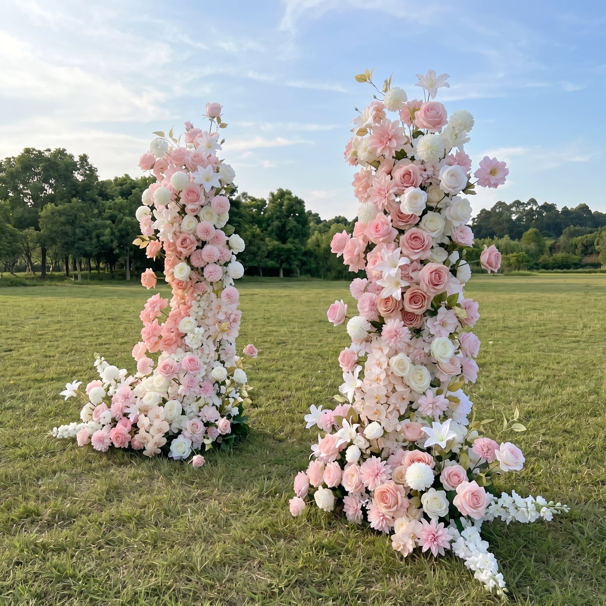 Calla 3D Pink Artificial Flower Pillar Wedding Backdrop Arch KT Board Decor Floral Arrangement