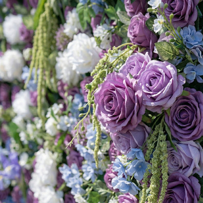 Camilia 4D Fabric Artificial Zip Up Curtain Purple Flower Wall For Wedding and Events Decoration