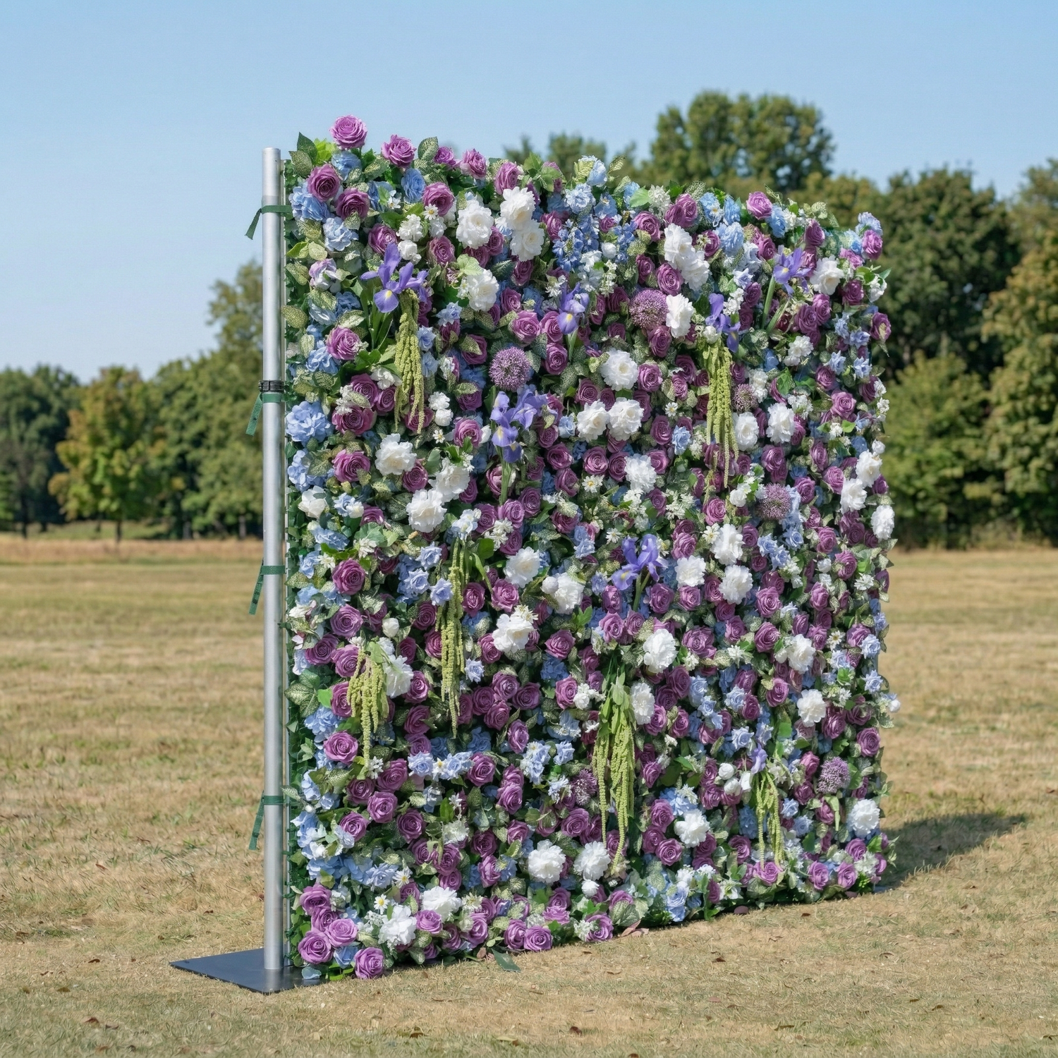 Camilia 4D Fabric Artificial Zip Up Curtain Purple Flower Wall For Wedding and Events Decoration