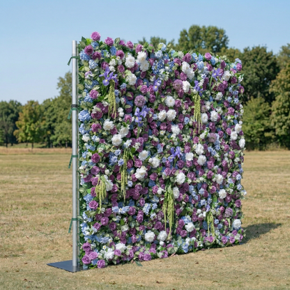 Camilia 4D Fabric Artificial Zip Up Curtain Purple Flower Wall For Wedding and Events Decoration