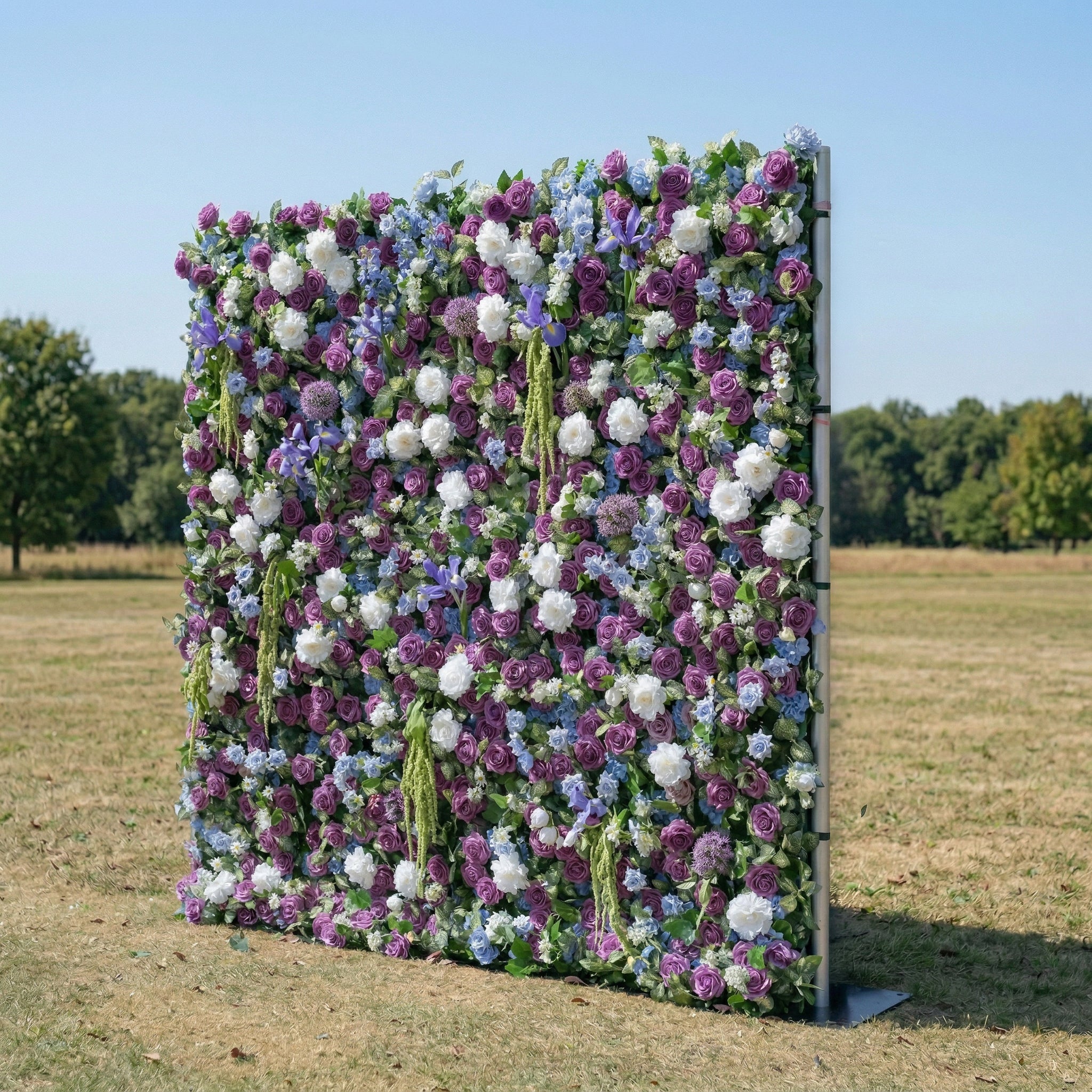 Camilia 4D Fabric Artificial Zip Up Curtain Purple Flower Wall For Wedding and Events Decoration