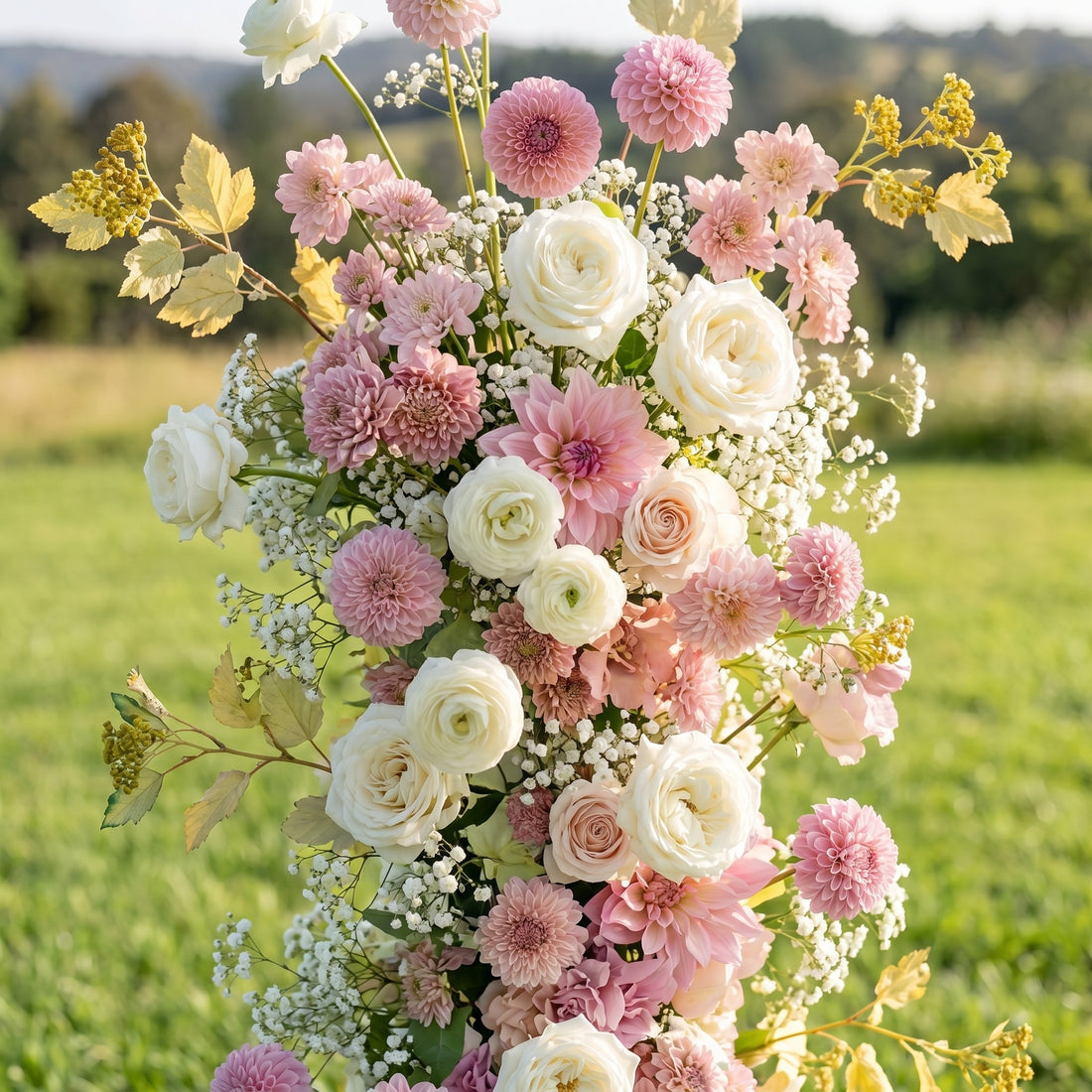 Cedar 3D Artificial Flower Pillar Wedding Backdrop Arch KT Board Decor Floral Arrangement