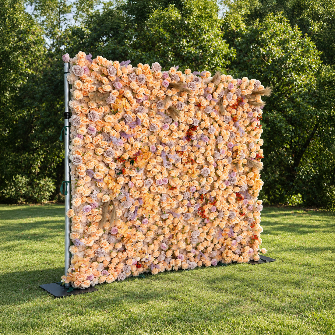 Pomona 3D Champagne &amp; Peach Silk Rose Flower Wall with Autumn Berries for Romantic Manor Weddings