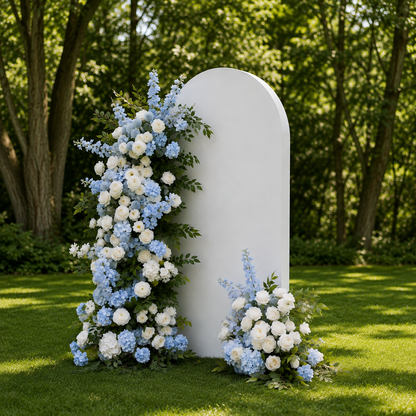 Ciel Blue &amp; White Artificial Flower Pillar Wedding Arch KT Board Decor Floral Arrangement
