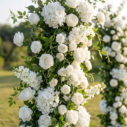 Cleoa 3D White Artificial Flower Pillar Wedding Backdrop Arch KT Board Decor Floral Arrangement