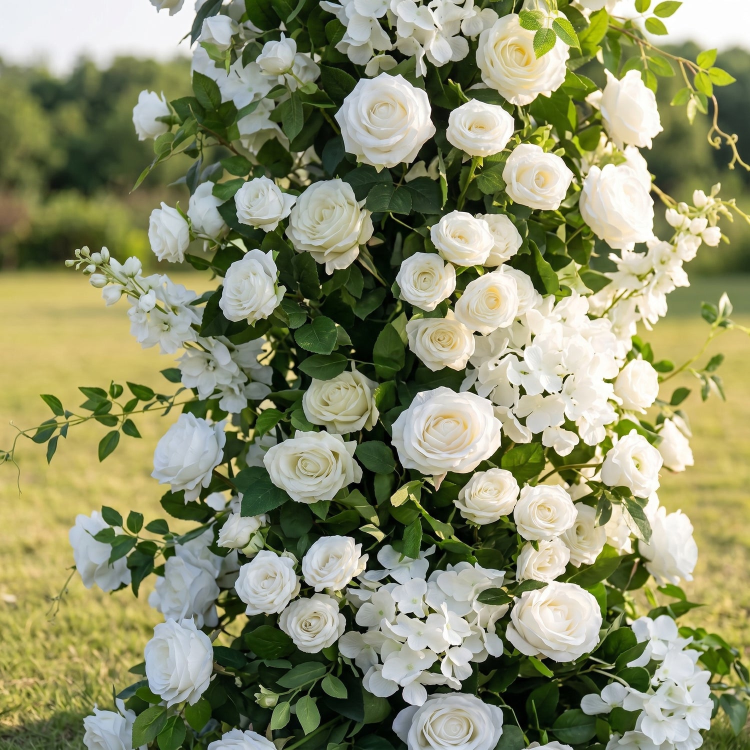 Cleoa 3D White Artificial Flower Pillar Wedding Backdrop Arch KT Board Decor Floral Arrangement