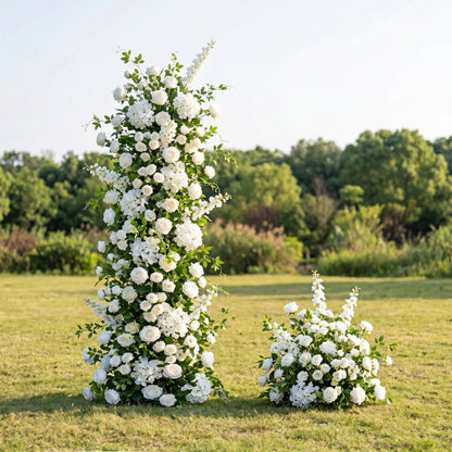 Cleoa 3D White Artificial Flower Pillar Wedding Backdrop Arch KT Board Decor Floral Arrangement