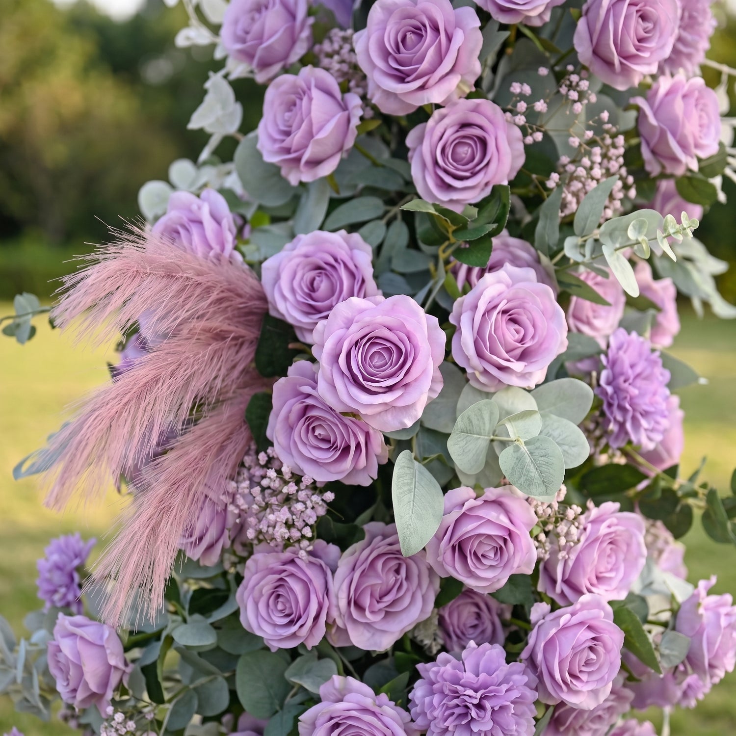 Cleoora Purple Luxury Horn Shaped Flower Arch with Frame for Wedding Party Event Backdrop Decoration