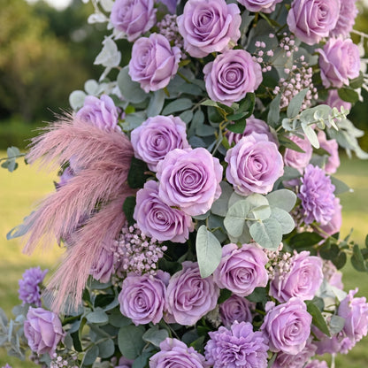 Cleoora Purple Luxury Horn Shaped Flower Arch with Frame for Wedding Party Event Backdrop Decoration
