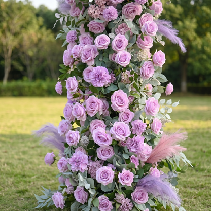 Cleoora Purple Luxury Horn Shaped Flower Arch with Frame for Wedding Party Event Backdrop Decoration