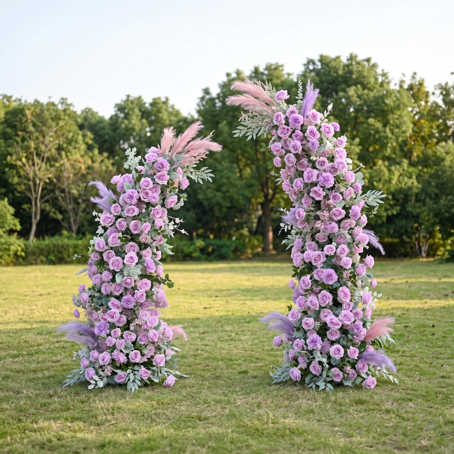 Cleoora Purple Luxury Horn Shaped Flower Arch with Frame for Wedding Party Event Backdrop Decoration