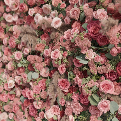 Silence Luxury 4D Dusty Rose &amp; Nude Pink Silk Floral Wall with Dried Pampas Grass for Modern Weddings