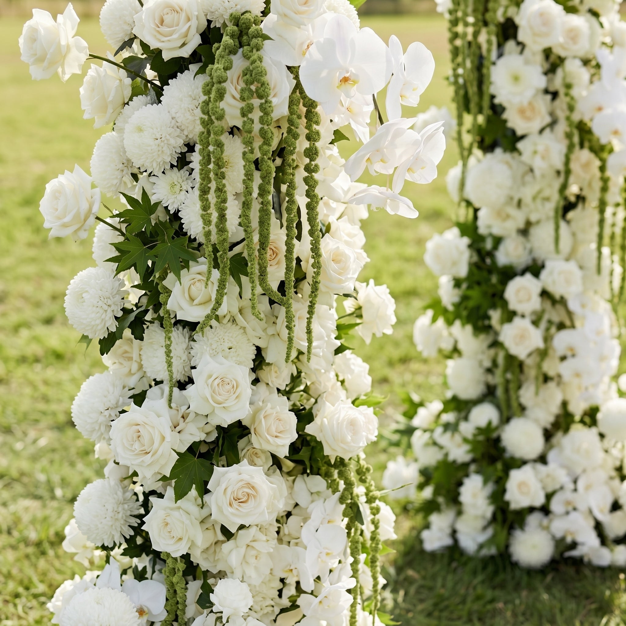 Coral 3D White Artificial Flower Pillar Wedding Backdrop Arch KT Board Decor Floral Arrangement