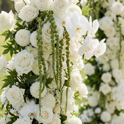 Coral 3D White Artificial Flower Pillar Wedding Backdrop Arch KT Board Decor Floral Arrangement