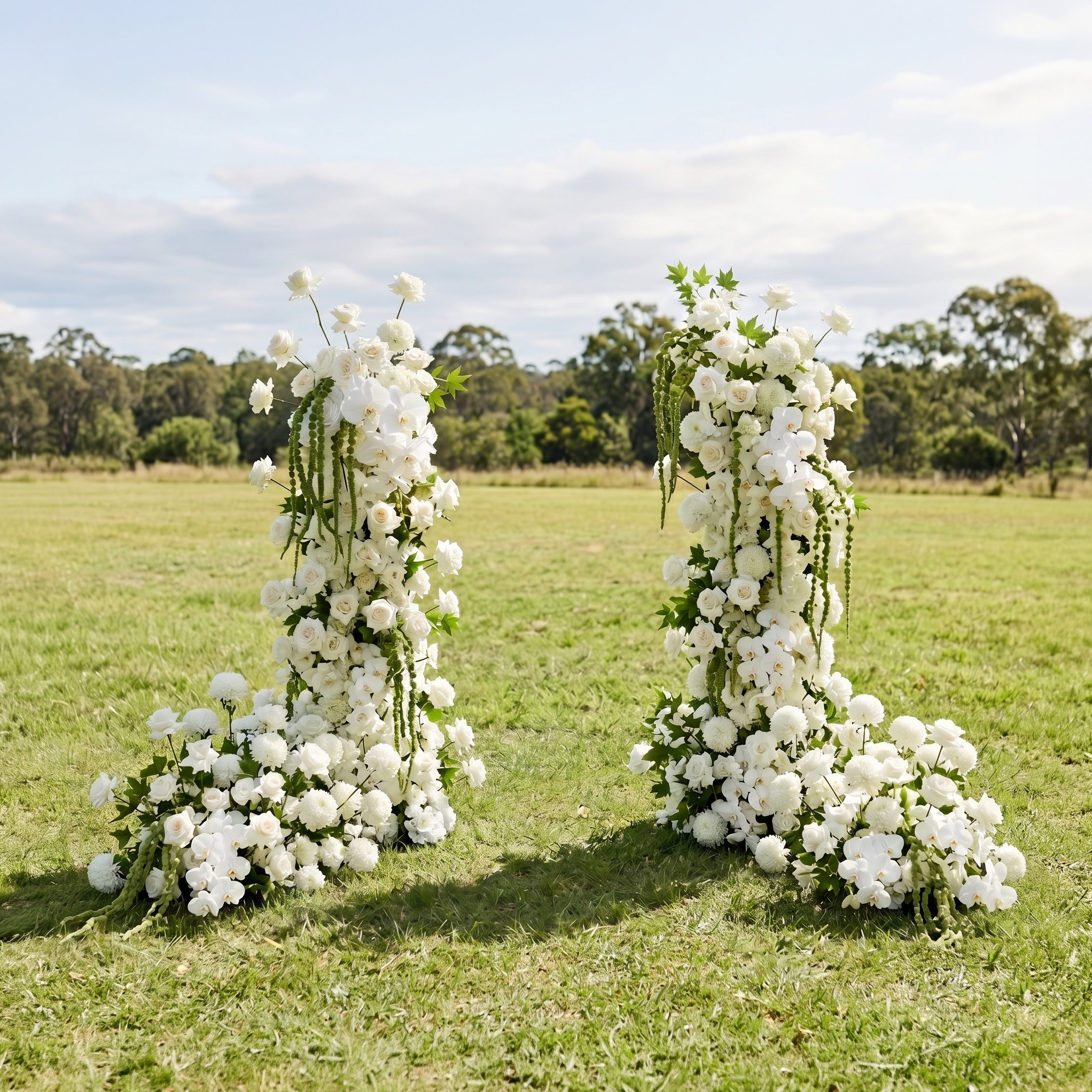 Coral 3D White Artificial Flower Pillar Wedding Backdrop Arch KT Board Decor Floral Arrangement