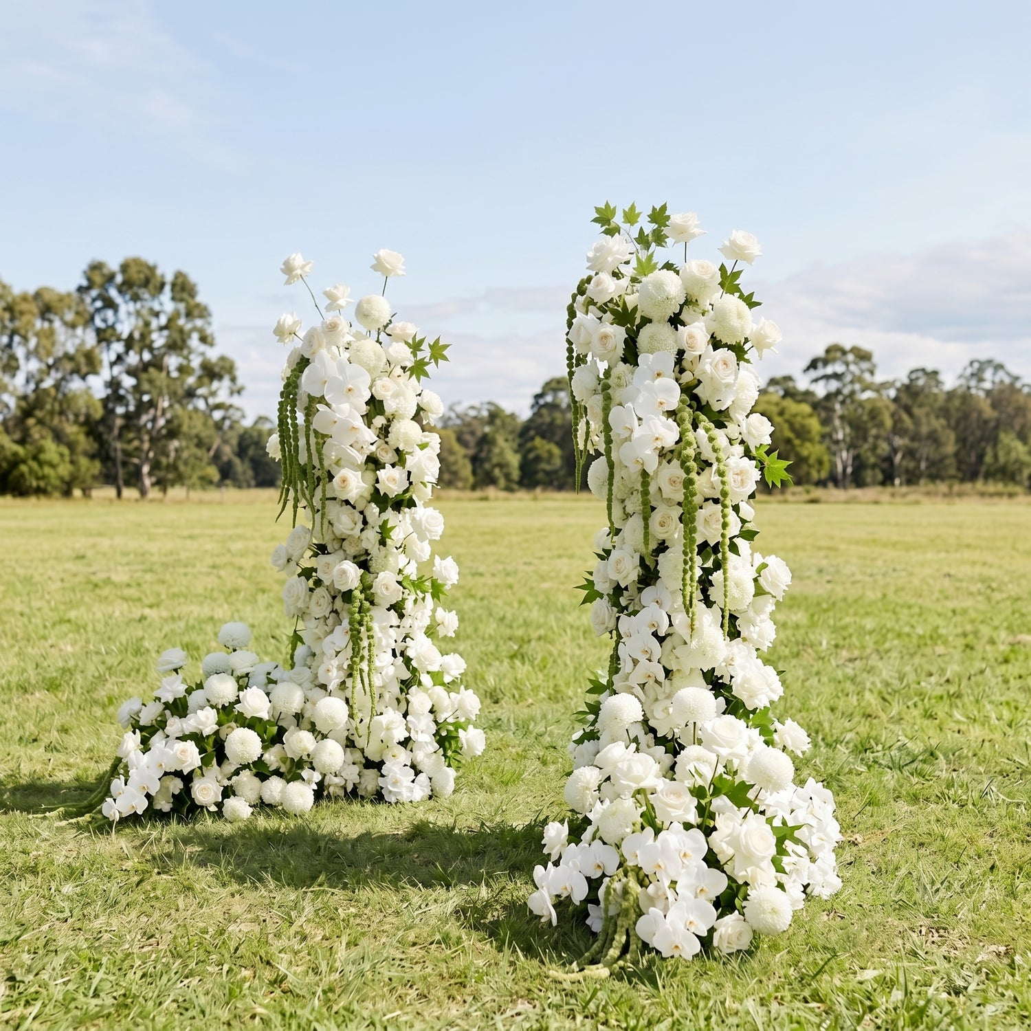 Coral 3D White Artificial Flower Pillar Wedding Backdrop Arch KT Board Decor Floral Arrangement