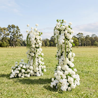 Coral 3D White Artificial Flower Pillar Wedding Backdrop Arch KT Board Decor Floral Arrangement