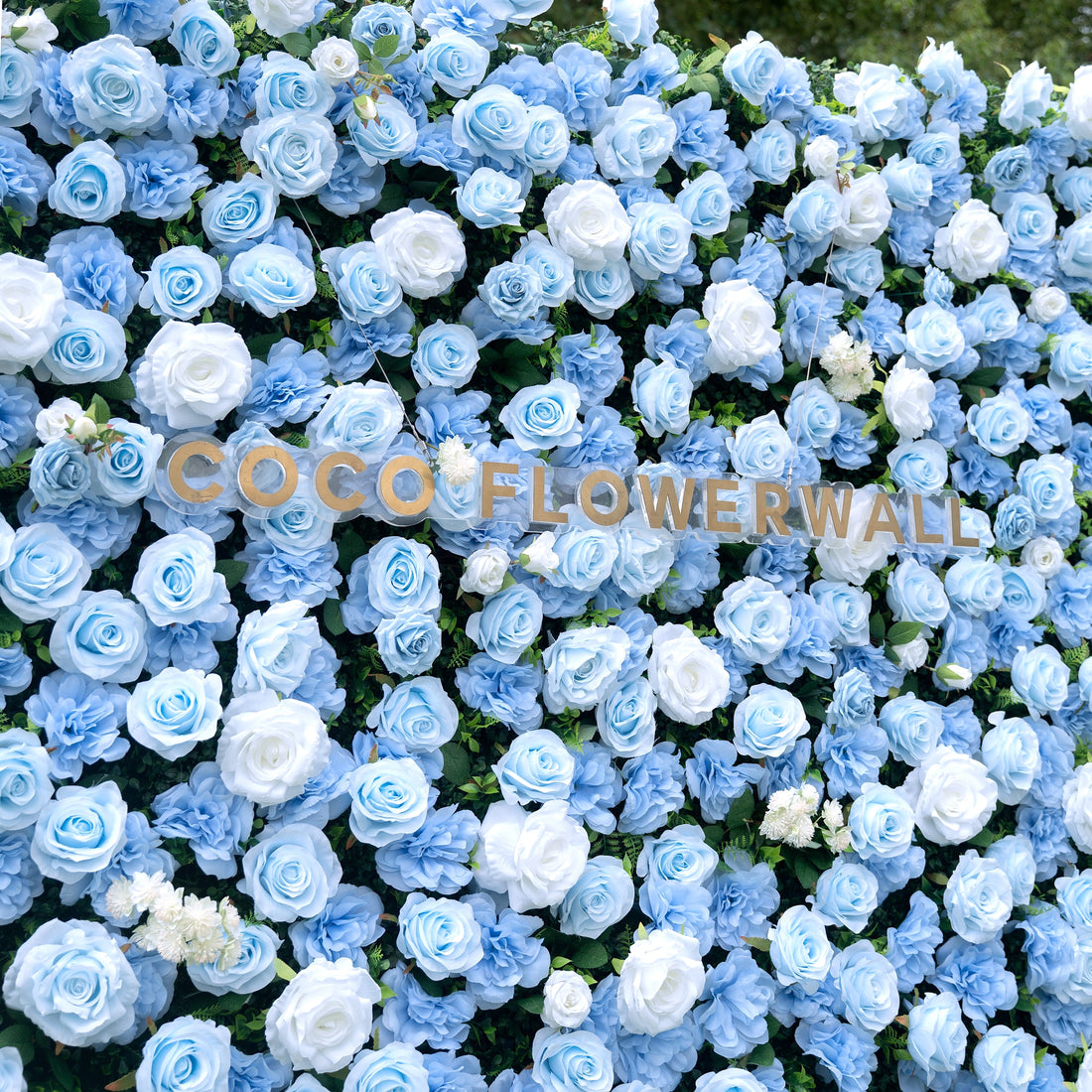 Azurea Rose Flower Wall Fabric Artificial Zip Up Curtain Flower Wall For Wedding and Events Decoration