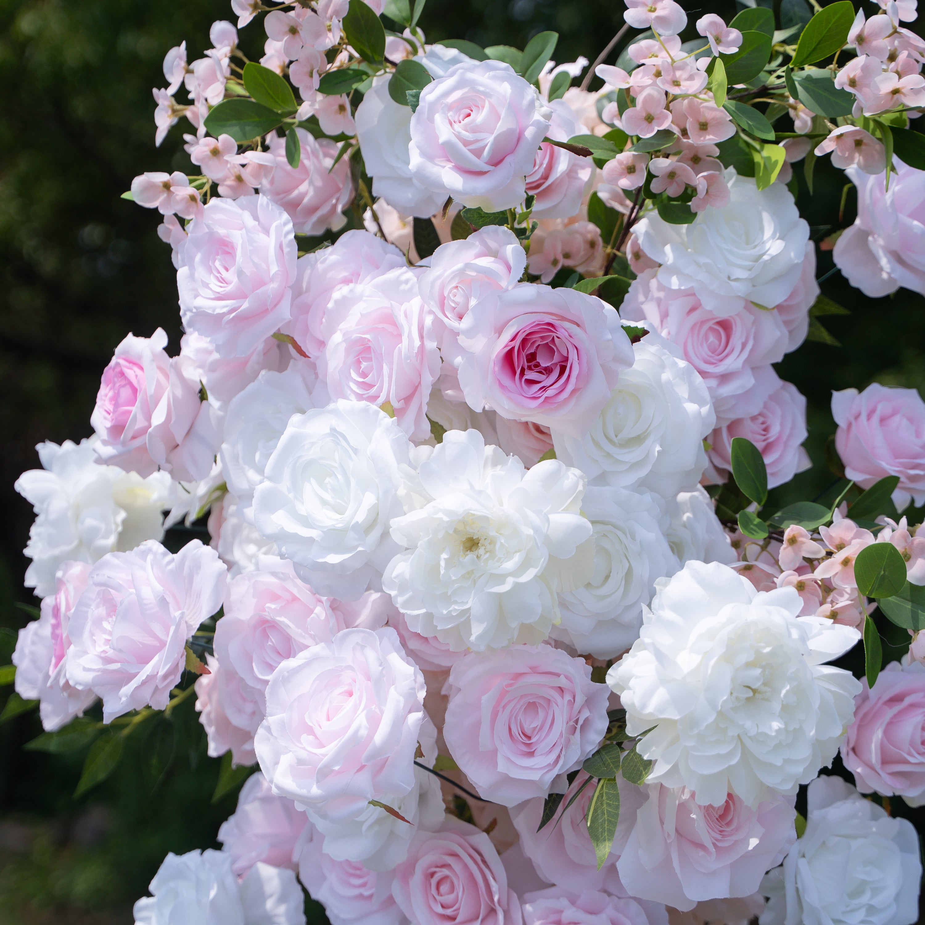 Amora Pink &amp; White Artificial Flower Pillar Wedding Arch KT Board Decor Floral Arrangement