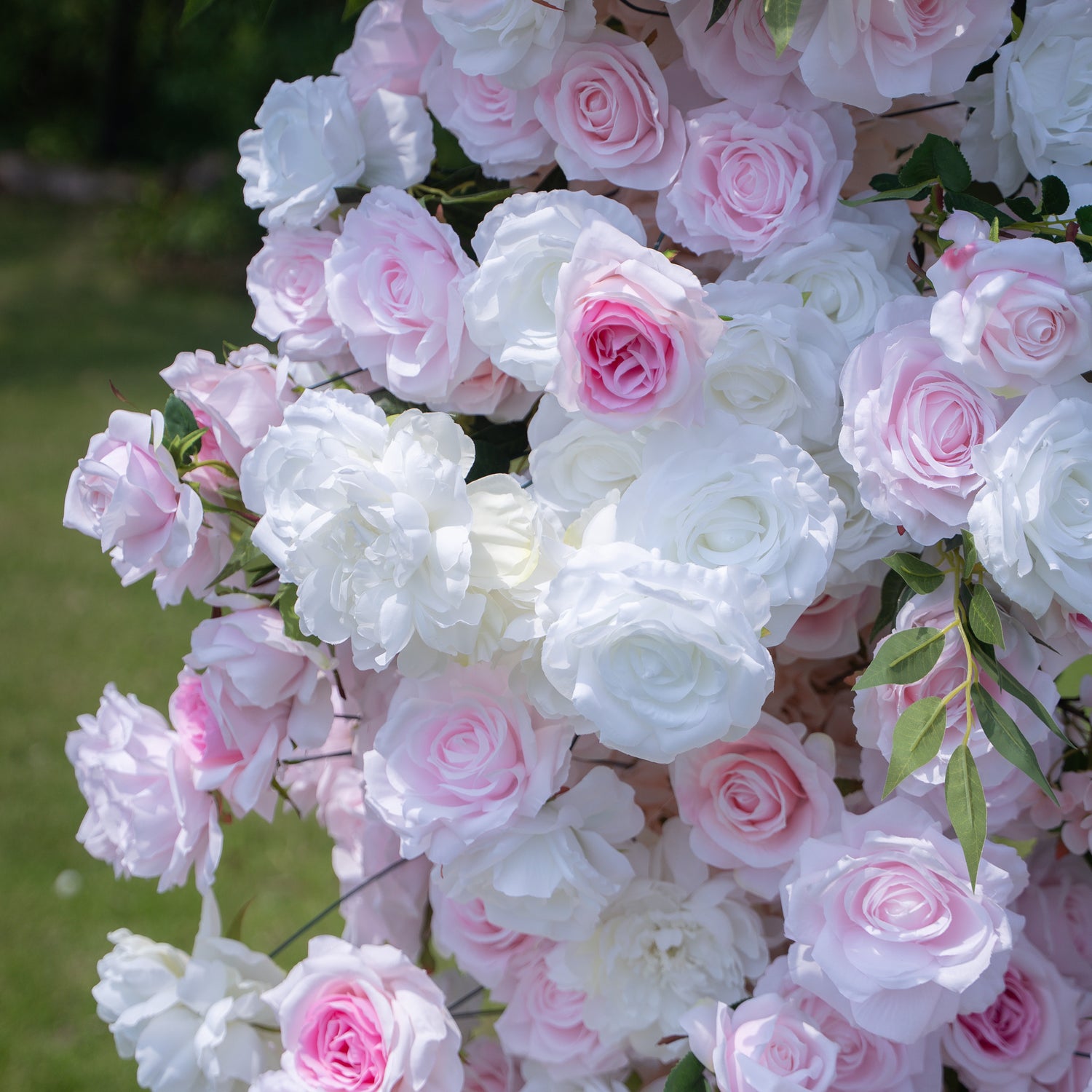 Amora Pink &amp; White Artificial Flower Pillar Wedding Arch KT Board Decor Floral Arrangement