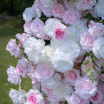 Amora Pink &amp; White Artificial Flower Pillar Wedding Arch KT Board Decor Floral Arrangement