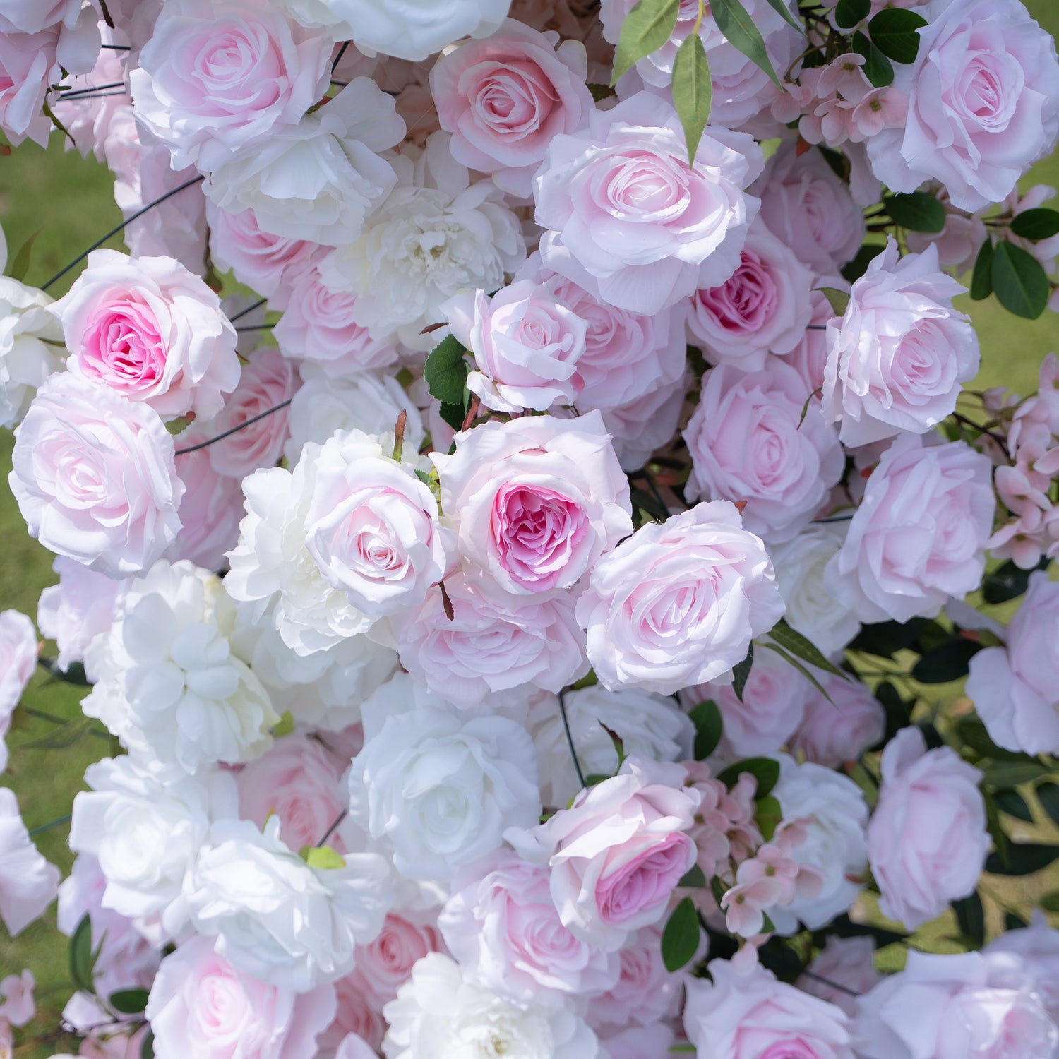 Amora Pink &amp; White Artificial Flower Pillar Wedding Arch KT Board Decor Floral Arrangement