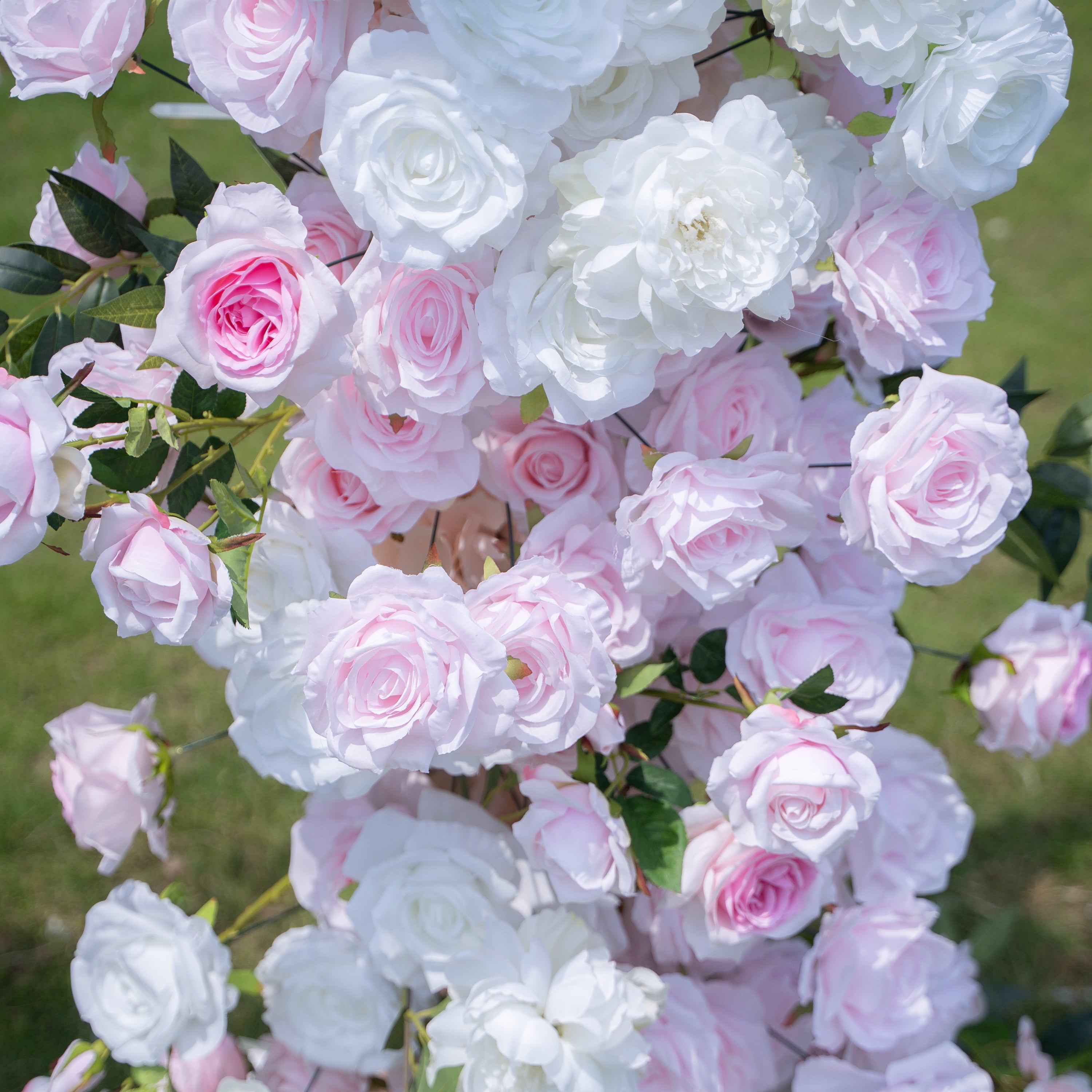 Amora Pink &amp; White Artificial Flower Pillar Wedding Arch KT Board Decor Floral Arrangement