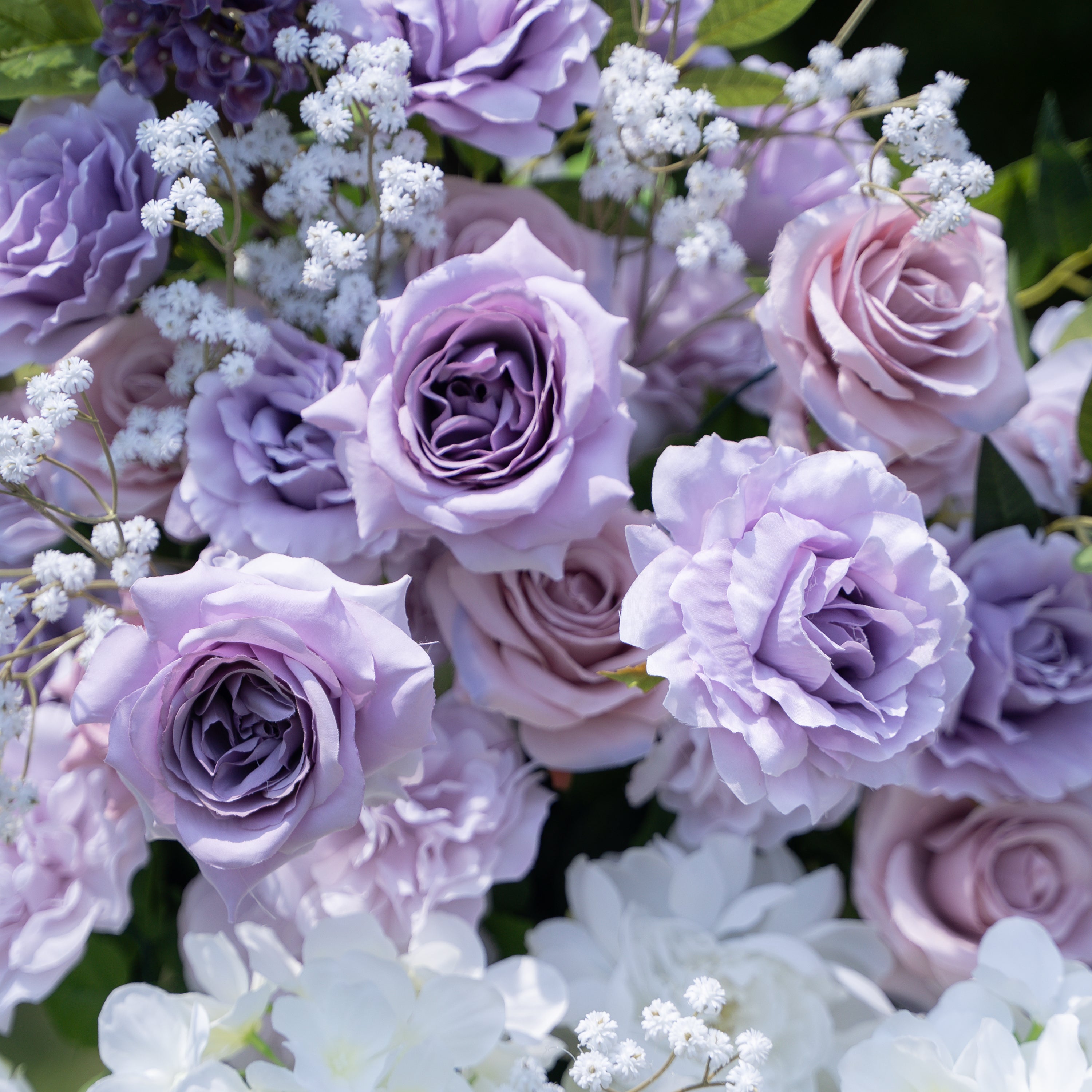 Lilac Purple &amp; White Artificial Flower Pillar Wedding Arch KT Board Decor Floral Arrangement