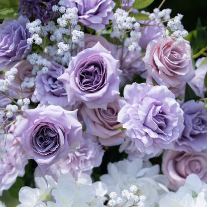 Lilac Purple &amp; White Artificial Flower Pillar Wedding Arch KT Board Decor Floral Arrangement
