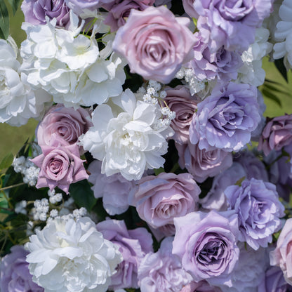 Lilac Purple &amp; White Artificial Flower Pillar Wedding Arch KT Board Decor Floral Arrangement