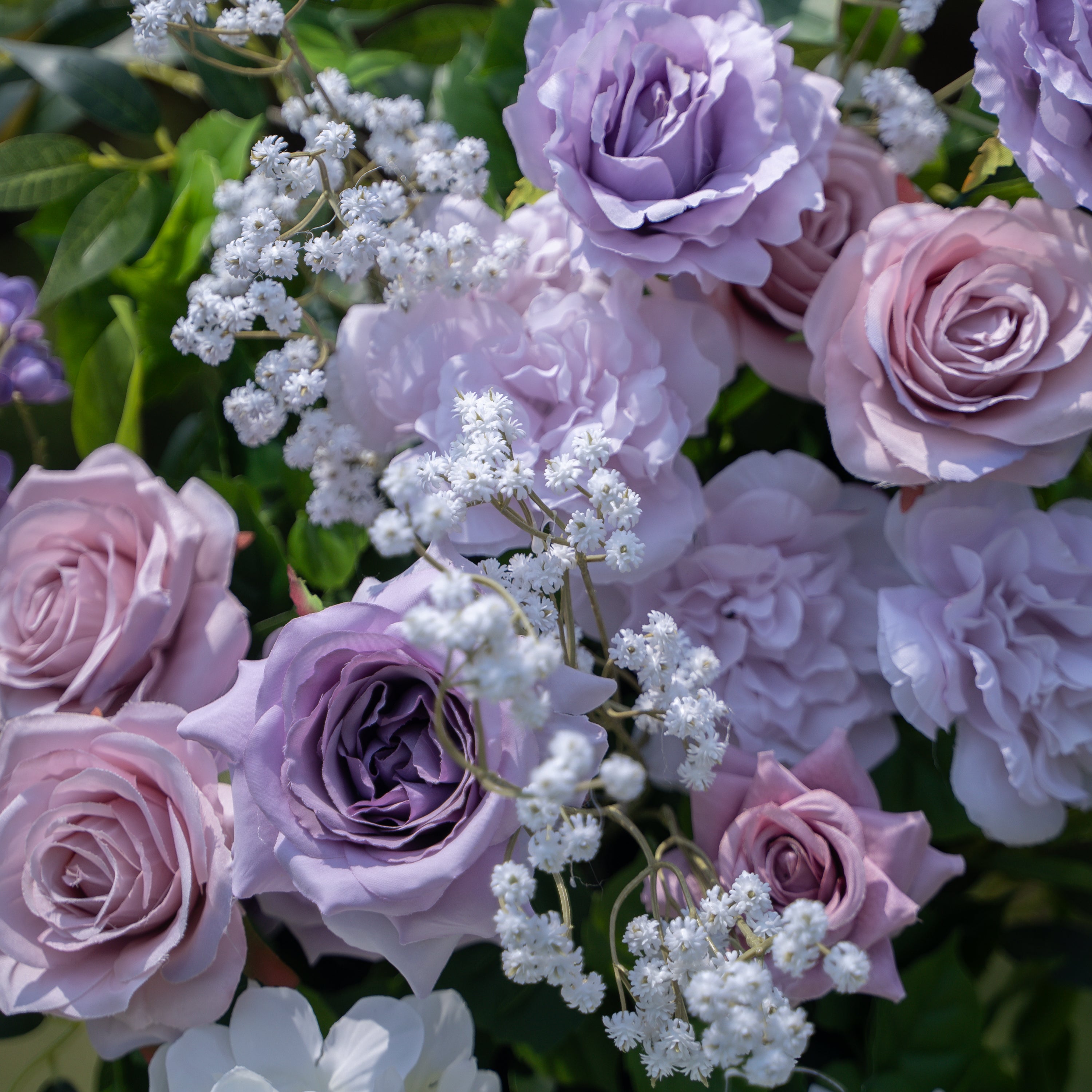 Lilac Purple &amp; White Artificial Flower Pillar Wedding Arch KT Board Decor Floral Arrangement