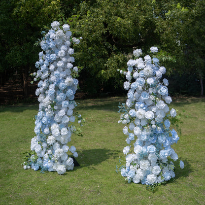 Aquella Blue &amp; White Artificial Flower Pillar Wedding Arch KT Board Decor Floral Arrangement