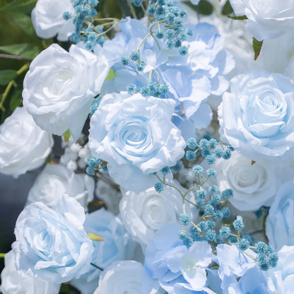Aquella Blue &amp; White Artificial Flower Pillar Wedding Arch KT Board Decor Floral Arrangement