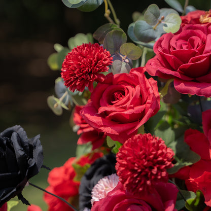 Ravena Red &amp; Black Artificial Flower Pillar Wedding Arch KT Board Decor Floral Arrangement