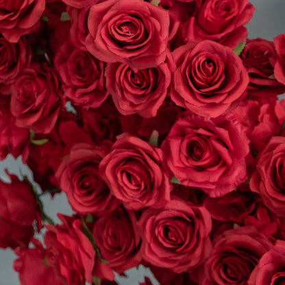 Adore Heart-Shaped Red Silk Rose Flower Arch Floral Arrangement for Romantic Weddings