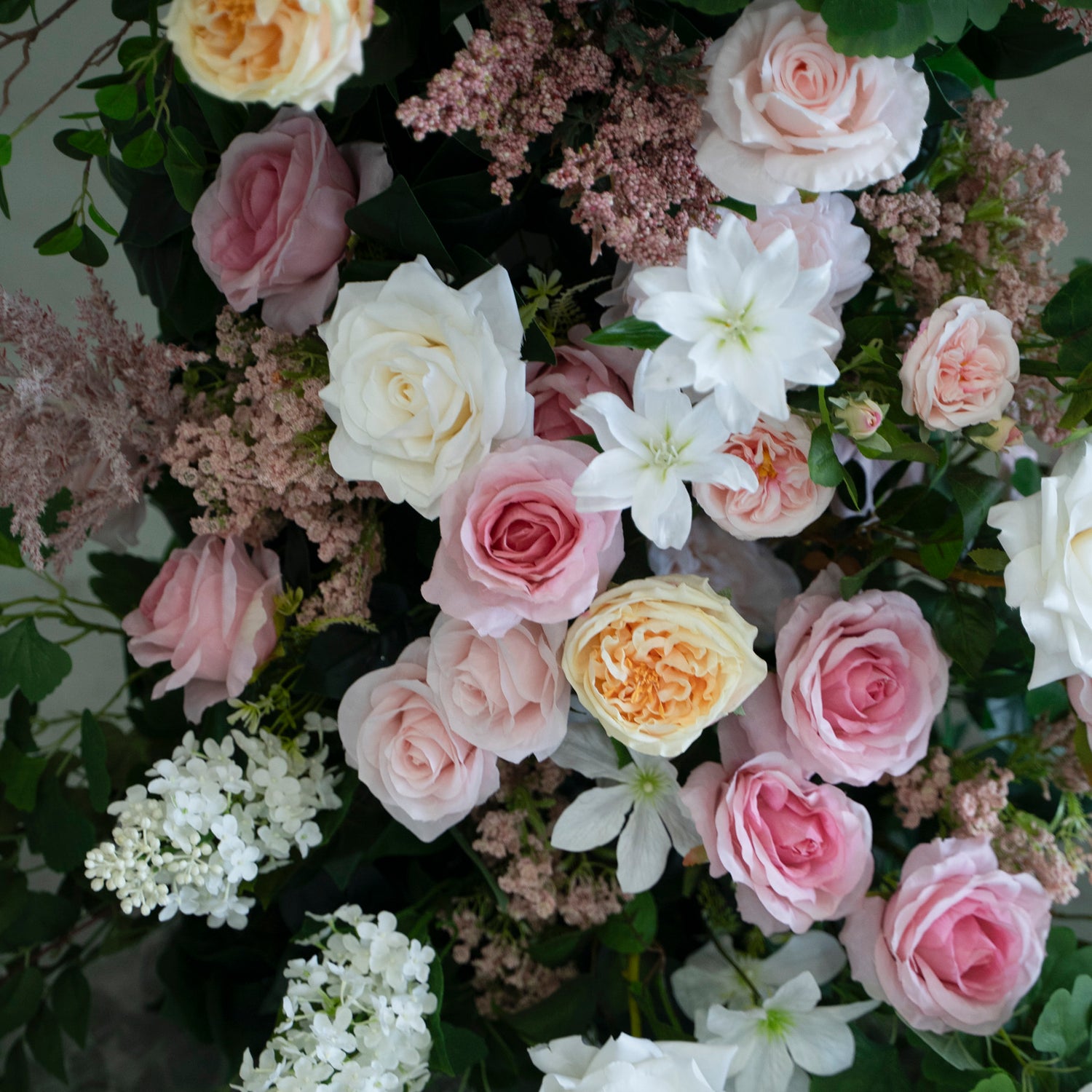 Tansy Pink &amp; White Artificial Flower Wedding Arch KT Board Decor Floral Arrangement