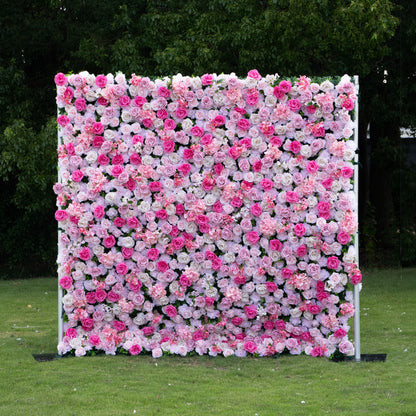 Azalea 3D Rose Flower Wall Fabric Artificial Zip Up Curtain Flower Wall For Wedding and Events Decoration