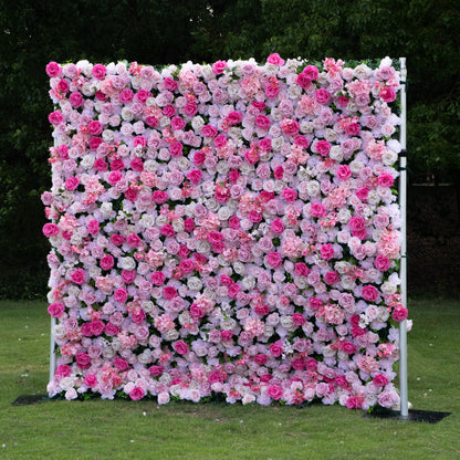 Azalea 3D Rose Flower Wall Fabric Artificial Zip Up Curtain Flower Wall For Wedding and Events Decoration